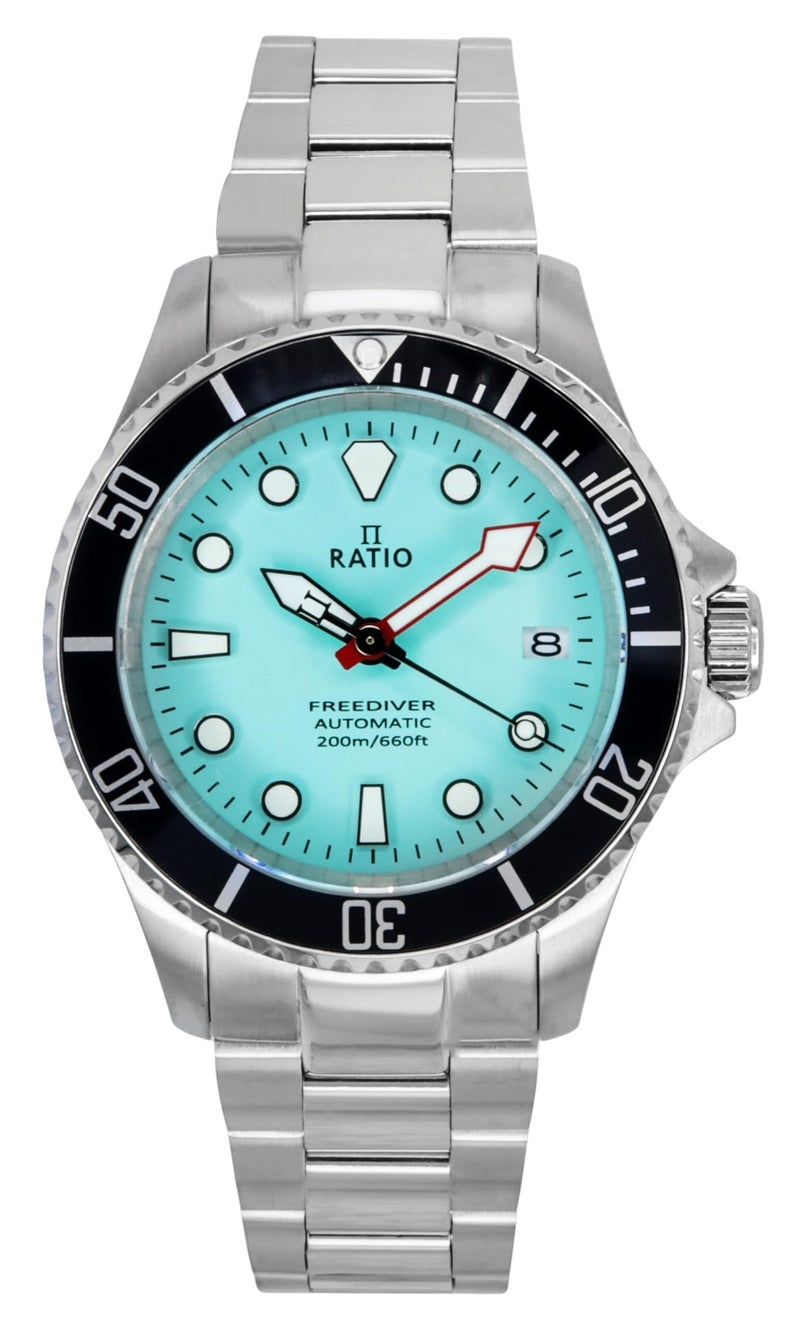 RATIO FreeDiver Sapphire Crystal Diver Watch Japanese Automatic Movement Dive Watch 200m Water Resistant Diving Watch (Ice Blue) - Image 1