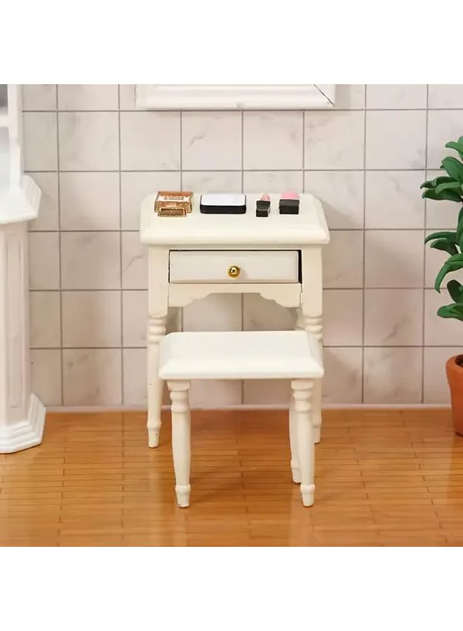 Black 1 12 Scale Dollhouse Nightstand With Drawers And Shelf for Bedroom Decor - Image 1