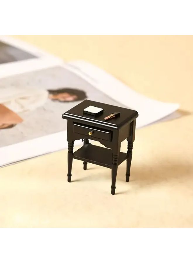 Black 1 12 Scale Dollhouse Nightstand With Drawers And Shelf for Bedroom Decor - Image 2