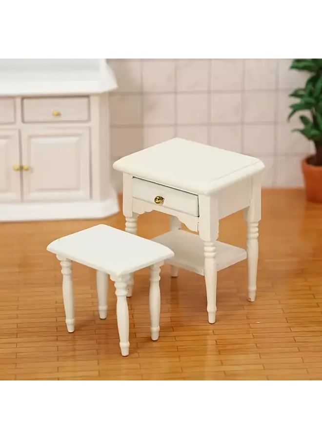 Black 1 12 Scale Dollhouse Nightstand With Drawers And Shelf for Bedroom Decor - Image 4