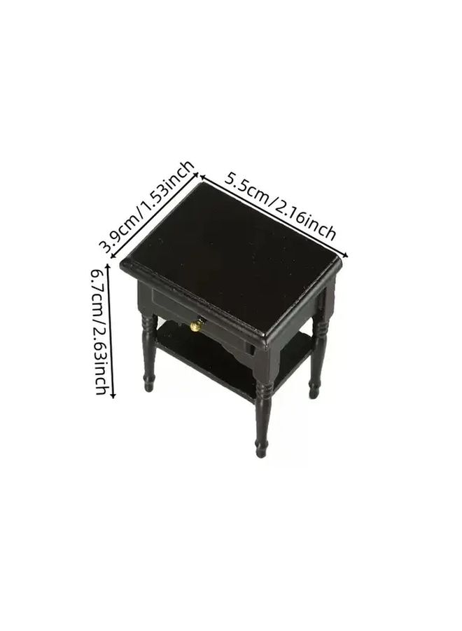 Black 1 12 Scale Dollhouse Nightstand With Drawers And Shelf for Bedroom Decor - Image 3