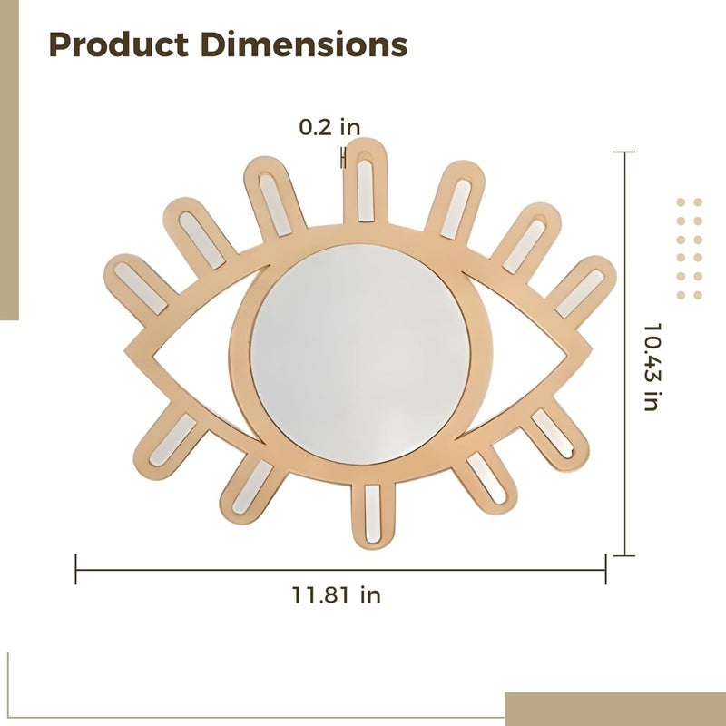 11.8 X 10.4 Inch Eye Wall Mirror, Wooden Evil Eye Nursery Decor, Boho Style, Lightweight Mirror for Home and Office - Image 5