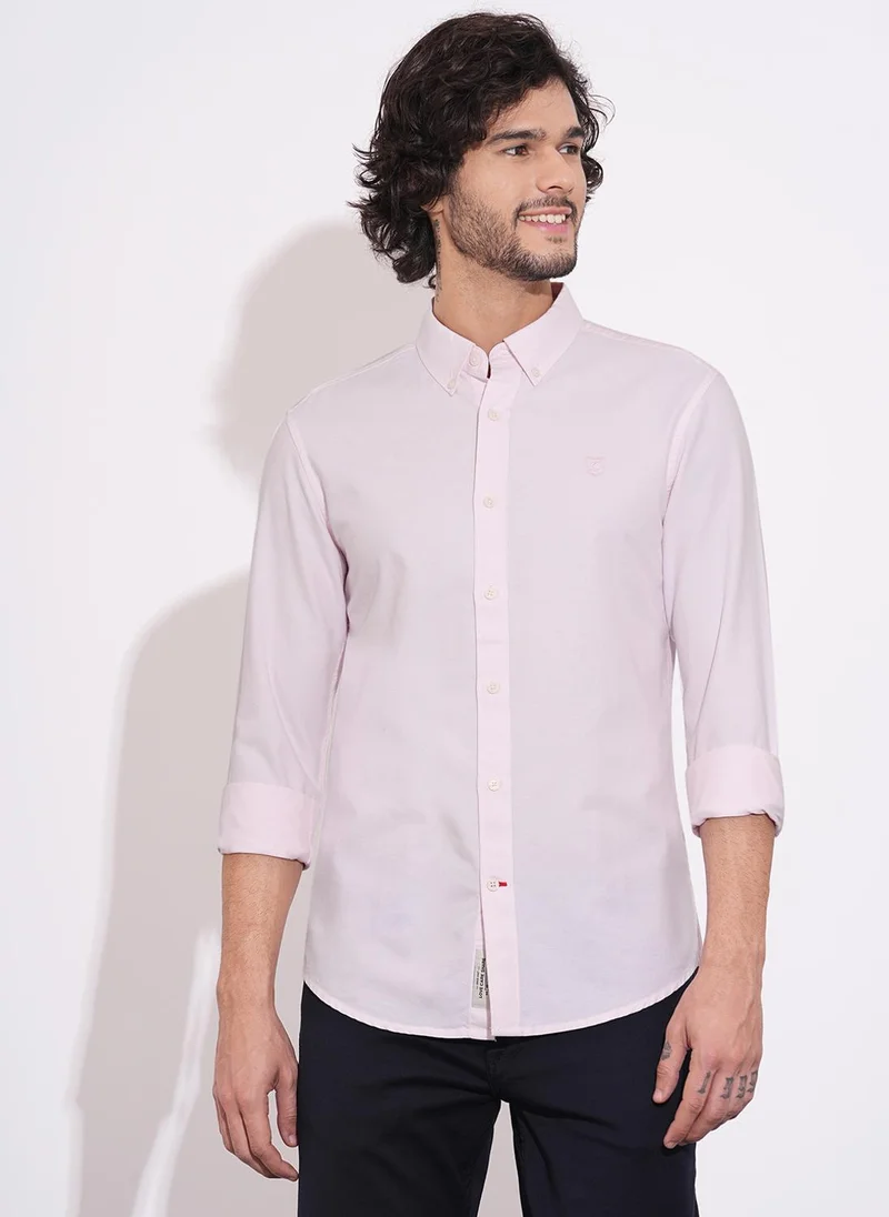 بيينغ هيومان Slim Fit Button-Down Collar Cotton Casual Shirt