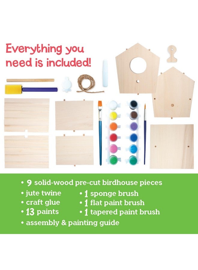 MindWare Make Your Own Birdhouse Kit - Wood Art Kit for Kids - Includes Pre-Cut Wood Pieces and Art Supplies to Assemble and Paint Your Own Bird House - Ages 5 and Up - Image 3