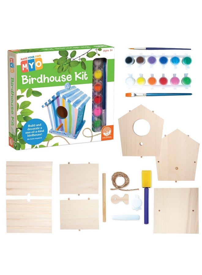 MindWare Make Your Own Birdhouse Kit - Wood Art Kit for Kids - Includes Pre-Cut Wood Pieces and Art Supplies to Assemble and Paint Your Own Bird House - Ages 5 and Up - Image 1