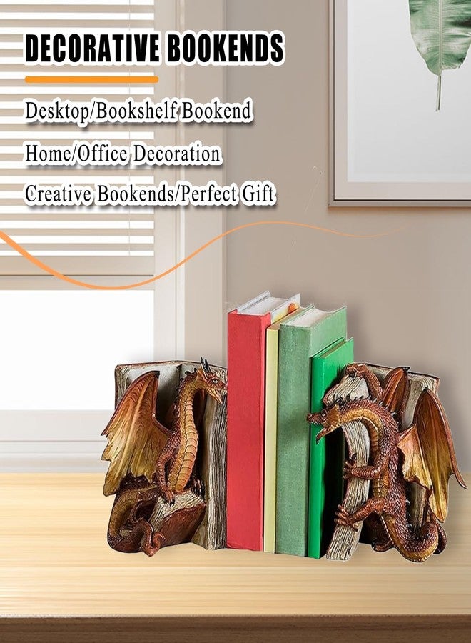 FMXYMC Vintage Gothic Dragon Bookends - 1 Pair Medieval Dragon Decorative Bookends for Shelf Decor - Image 5