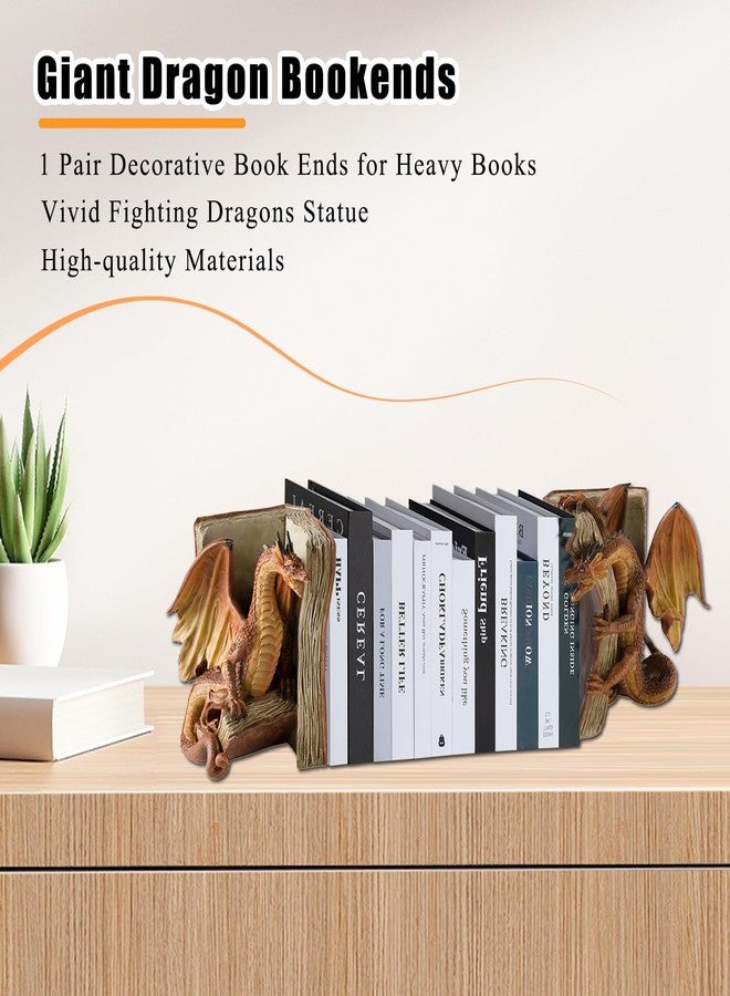 FMXYMC Vintage Gothic Dragon Bookends - 1 Pair Medieval Dragon Decorative Bookends for Shelf Decor - Image 3