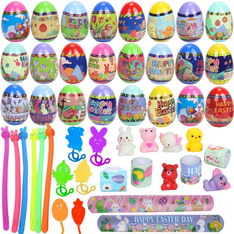 VOMAOK 24 Pack Pre-Filled Easter Eggs for Kids, Easter Eggs with Toy Inside for Easter Basket Stuffers,Party Favors,Egg Hunts - Image 1