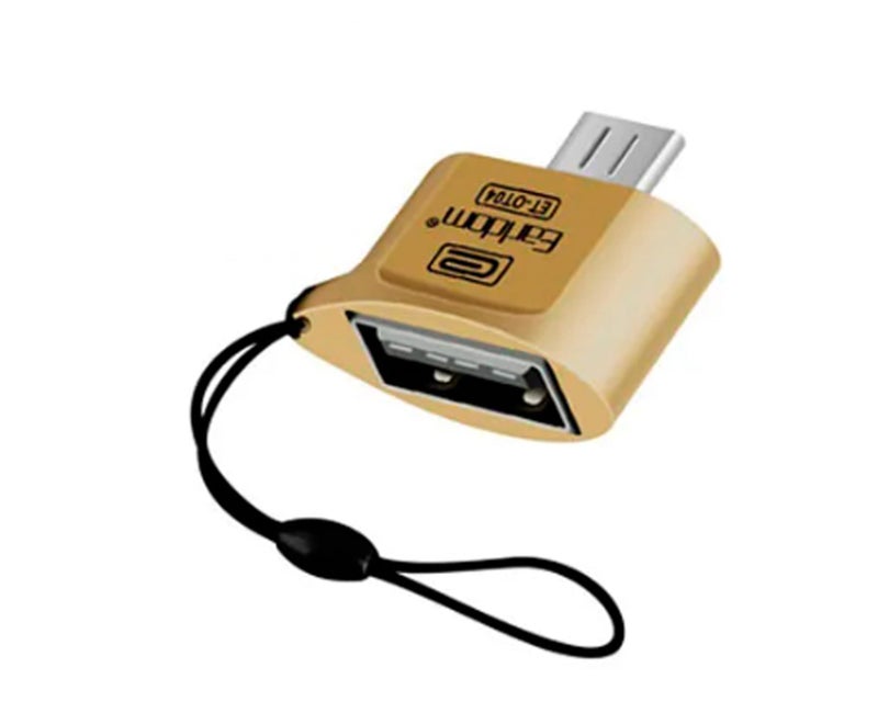 Earldom ET-OT04 USB-A to Micro USB OTG Adapter, Converts USB Port to Micro USB Connector for Android Phones & OTG Devices (Flash Drives, Mouse, Keyboard, Camera, Gamepad, Microphone) – Gold