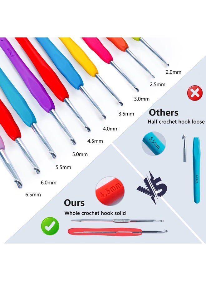 MYBAGZING Crochet Kit for Beginners with Yarn Storage Bag, 10pcs Crochet Hooks 2.0-6.0 mm, 10 Skeins Yarn for Crocheting, Knitting Accessories, 58pc Crochet Starter Kit for Adults - Image 5