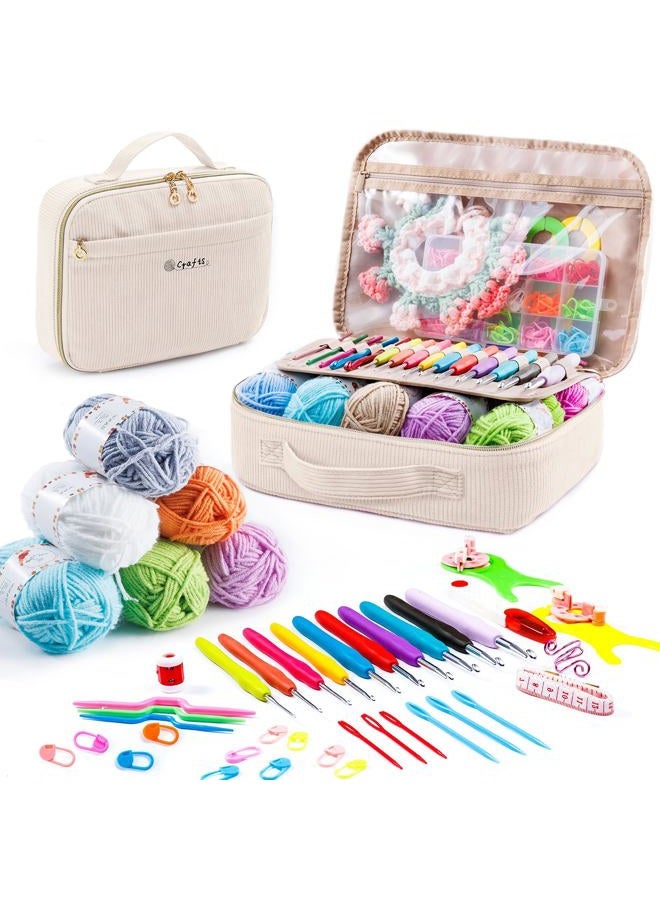 MYBAGZING Crochet Kit for Beginners with Yarn Storage Bag, 10pcs Crochet Hooks 2.0-6.0 mm, 10 Skeins Yarn for Crocheting, Knitting Accessories, 58pc Crochet Starter Kit for Adults - Image 1