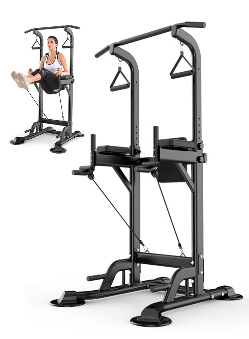 EzzySo Power Tower Pull Up Bar and Dip Station Adjustable Height Dip Stand Multi-Functional Strength Training Fitness Equipment Workout Station Arm Muscle Exercise Body Shaping  - Image 1