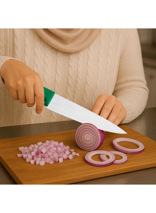 TRAMONTINA Professional Meat Knife – 6-Inch Stainless Steel Blade with Green Textured Polypropylene Handle – Precision Kitchen Tool - Image 3