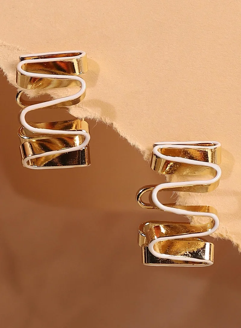 SOHI Women The Enamel-Coil Hoop Earrings | Chalk White & California  Colour | One-Size | Metallic Alloy Material | Push Back Closure | Earrings For Casual & Evening Wear