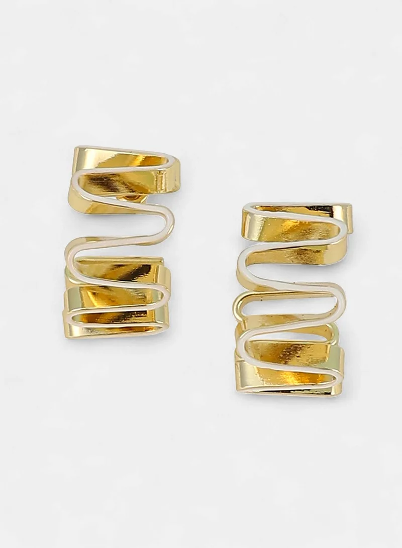 Sohi  Women The Enamel-Coil Hoop Earrings | Chalk White & California  Colour | One-Size | Metallic Alloy Material | Push Back Closure | Earrings For Casual & Evening Wear for Women | Best Price UAE