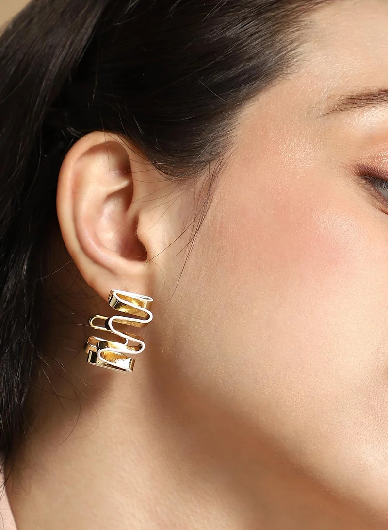 SOHI Women The Enamel-Coil Hoop Earrings | Chalk White & California  Colour | One-Size | Metallic Alloy Material | Push Back Closure | Earrings For Casual & Evening Wear