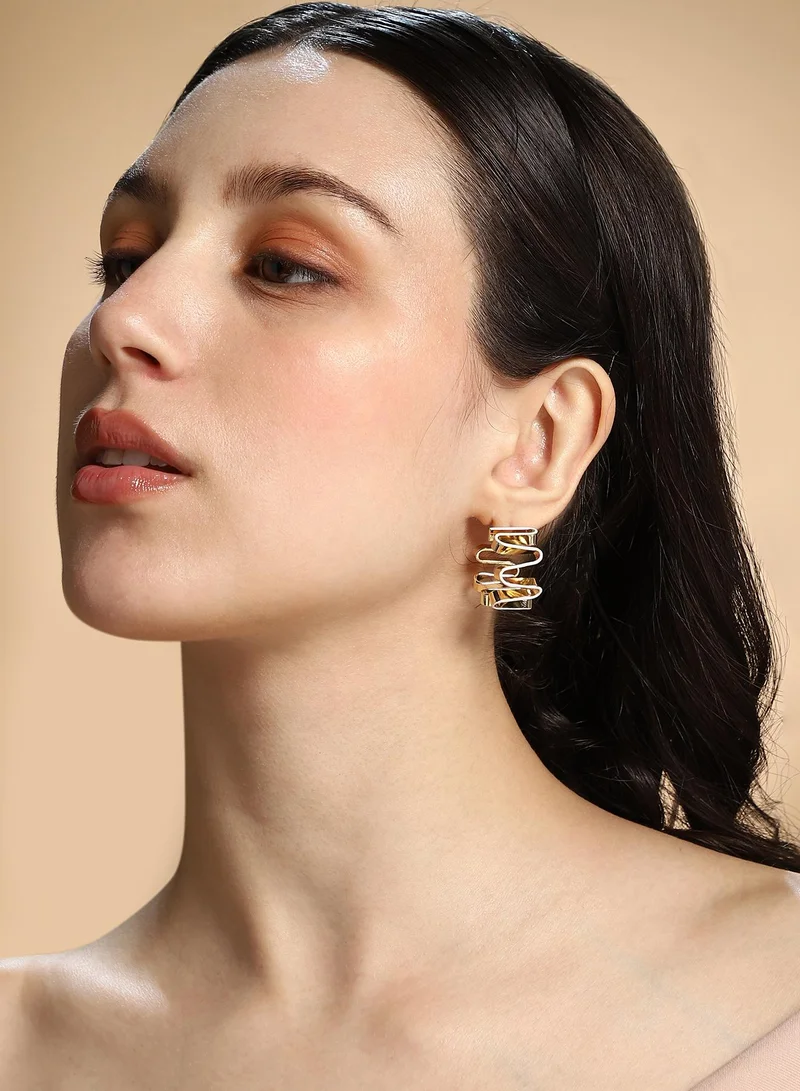 Sohi  Women The Enamel-Coil Hoop Earrings | Chalk White & California  Colour | One-Size | Metallic Alloy Material | Push Back Closure | Earrings For Casual & Evening Wear for Women | Best Price UAE