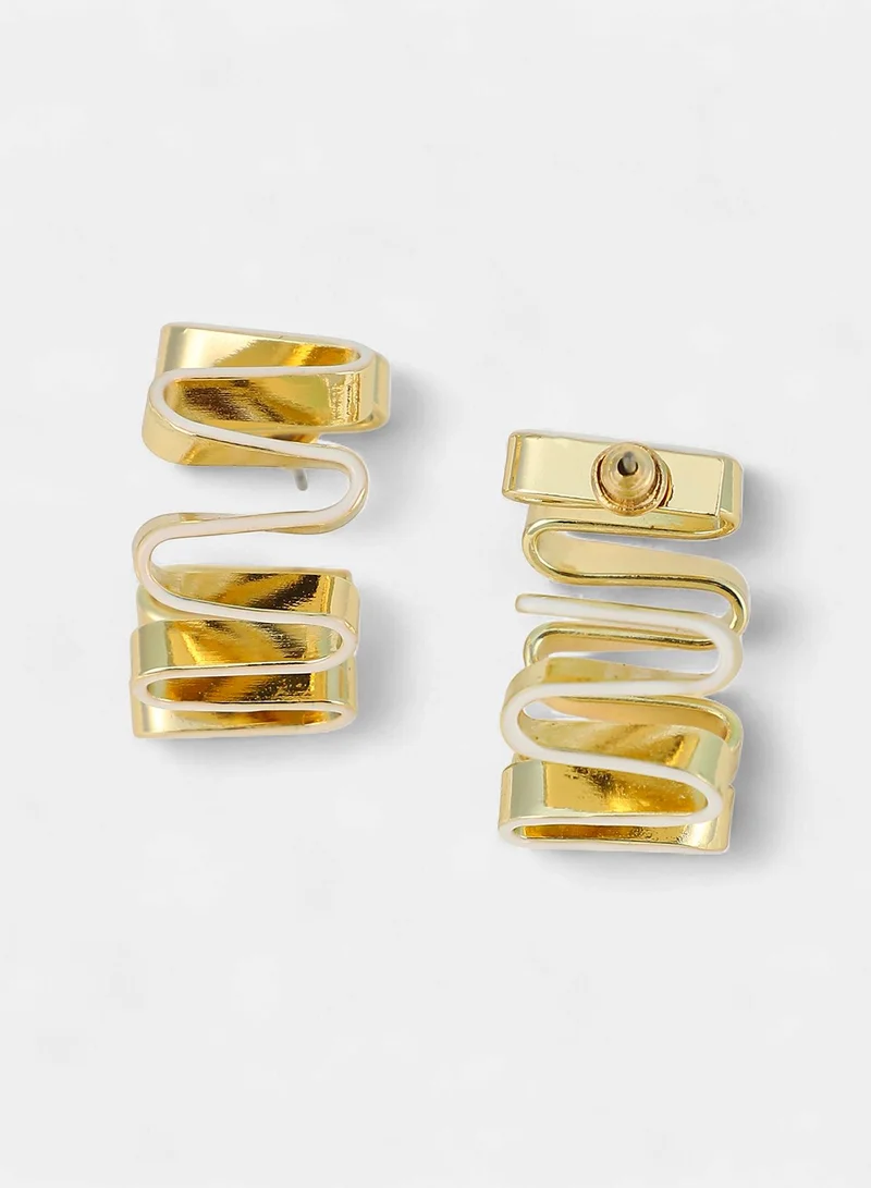 Sohi  Women The Enamel-Coil Hoop Earrings | Chalk White & California  Colour | One-Size | Metallic Alloy Material | Push Back Closure | Earrings For Casual & Evening Wear for Women | Best Price UAE