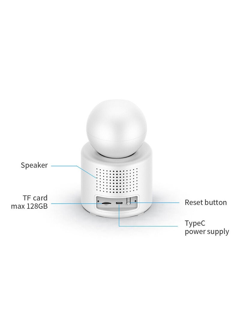 Wireless 1080P IP Camera with WiFi Connectivity, Infrared Night Vision, Two-Way Video Call, and Smart Home Integration for monitoring.