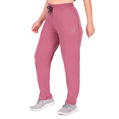 CUPID Women Relaxed Fit Cotton Lounge Pants, Comfortable Track Pant, Lower, Sports High Rise Trousers, Joggers N Daily Gym Wear For Ladies_Mauve_M - Image 4