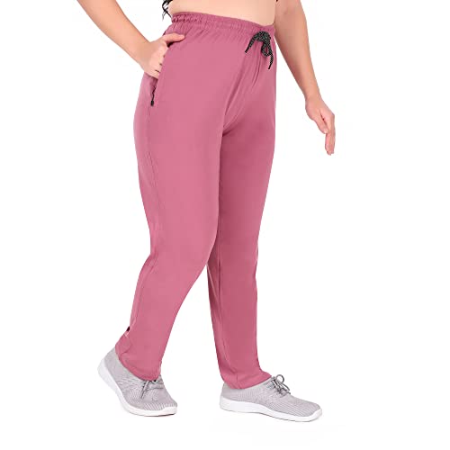 CUPID Women Relaxed Fit Cotton Lounge Pants, Comfortable Track Pant, Lower, Sports High Rise Trousers, Joggers N Daily Gym Wear For Ladies_Mauve_M - Image 5