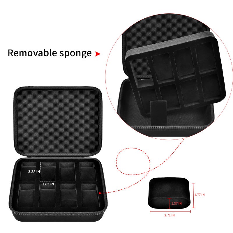 Comecase 8 Slots Watch Box Organizer/Men Watch Display Storage Case Fits All Wristwatches and Smart Watches up to 42mm - Black - Image 5