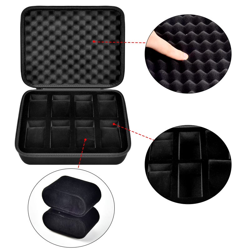 Comecase 8 Slots Watch Box Organizer/Men Watch Display Storage Case Fits All Wristwatches and Smart Watches up to 42mm - Black - Image 3