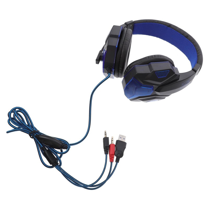Wired Gaming Headset with LED Stereo Noise Cancelling Microphone Black Blue - Image 2