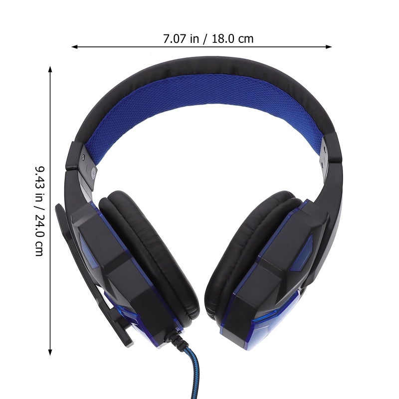 Wired Gaming Headset with LED Stereo Noise Cancelling Microphone Black Blue - Image 3