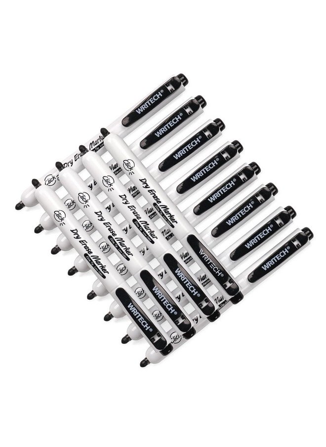 WRITECH Retractable Dry Erase Markers Fine Point Clickable Black Colored Ink Marker Low Odor Erasable Thin Tip Refillable Whiteboard Marker Pen Set 12Ct No Bleed Smear  - Image 2