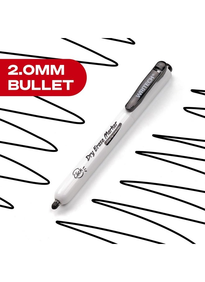 WRITECH Retractable Dry Erase Markers Fine Point Clickable Black Colored Ink Marker Low Odor Erasable Thin Tip Refillable Whiteboard Marker Pen Set 12Ct No Bleed Smear  - Image 3