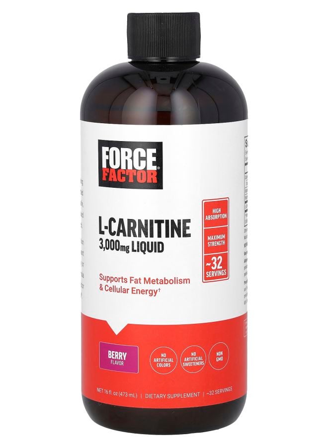 Force Factor LCarnitine Liquid Berry 3000 mg  16 fl oz (473 ml)