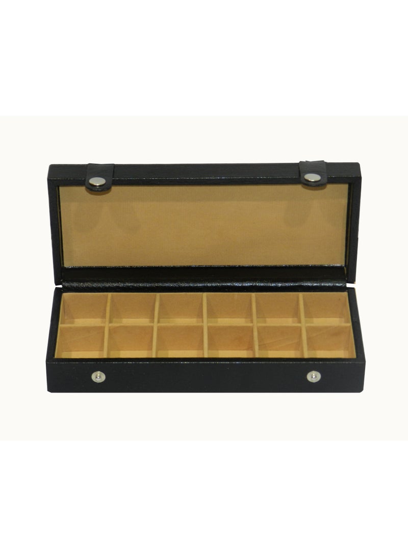 LAVERI LEATHER Laveri Cufflink Storage Display Box with Ring Holder Showcase for Store Display, Jewelry Show & Home ~ Jewelry Tray Organizer  - Image 1