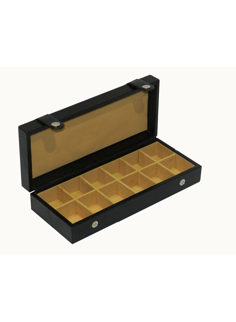 LAVERI LEATHER Laveri Cufflink Storage Display Box with Ring Holder Showcase for Store Display, Jewelry Show & Home ~ Jewelry Tray Organizer  - Image 4