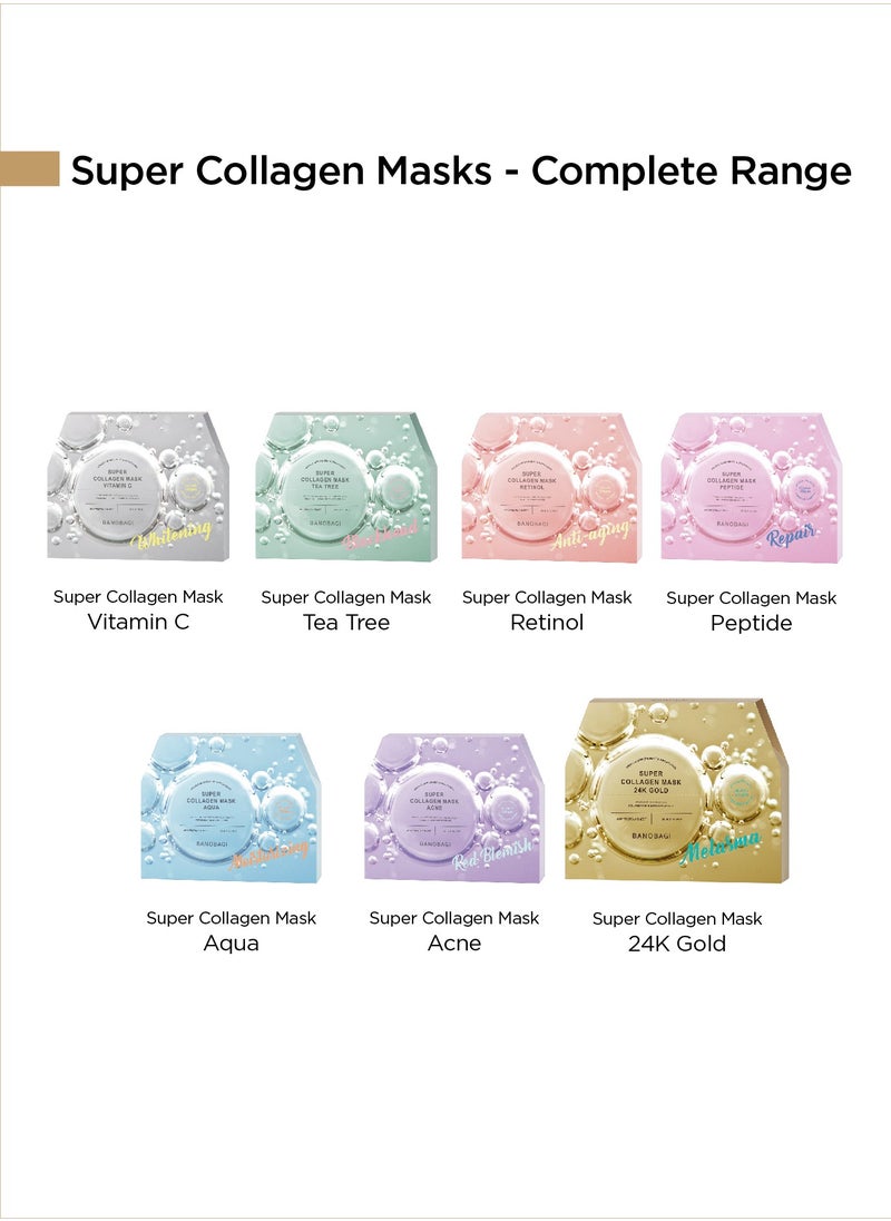 Banobagi - Super Collagen Vegan Mask 24K Gold Korean Skincare Face Mask for Firm Moisturized Skin with Hyaluronic Acid Facial Sheet Mask Skincare Pack of 3 - Image 1