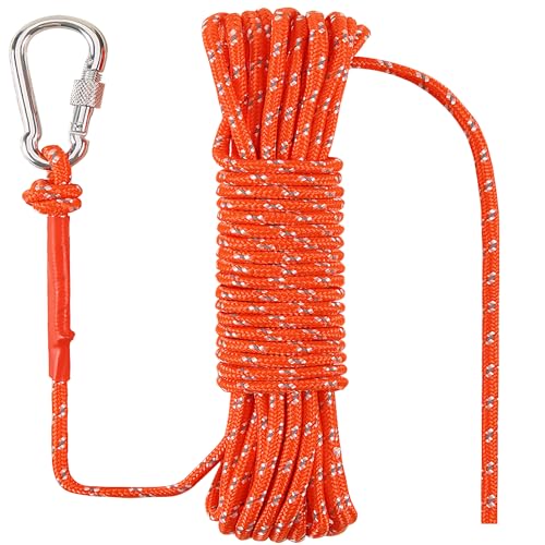 NorthPada 5/16 in (8mm) x 100 ft (30Meter) Marine Floating Rope for Boating, Fishing, Rafting, Camping, Hiking, Hunting, Anchor, Mooring, Dock Lines, Kayak, Canoe, Rescuing Reflective Orange - Image 1