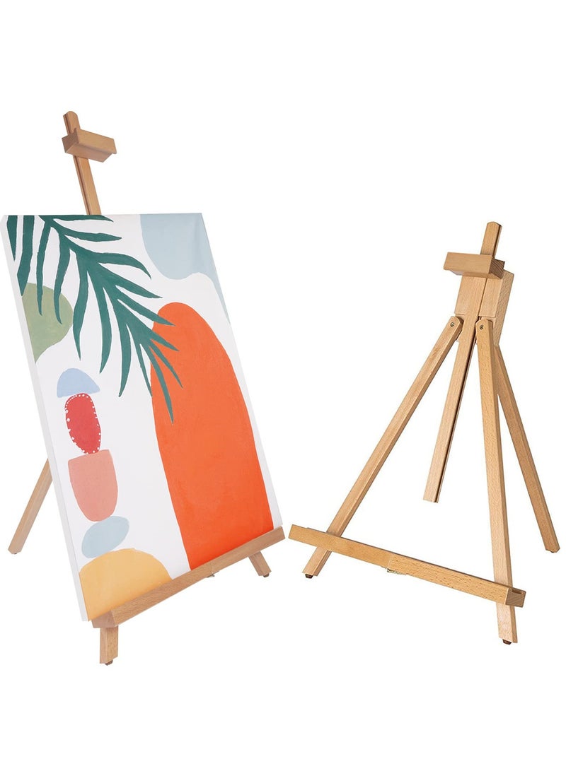 Captaintech Wooden Easel, Adjustable Beechwood Tripod Display Stand, 31inches High Tabletop Wood Folding Easel, Portable Table Desktop Painting Display Stand, Holds Up to 27inches Canvas - Image 1