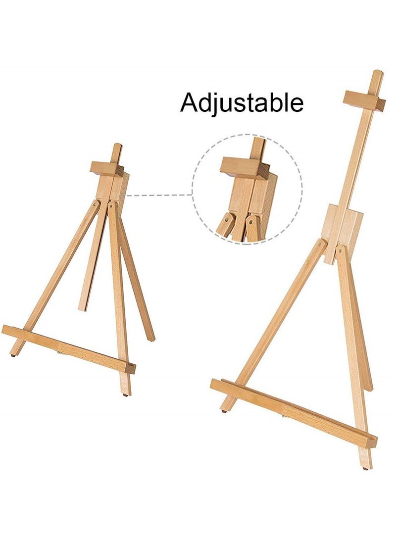 Captaintech Wooden Easel, Adjustable Beechwood Tripod Display Stand, 31inches High Tabletop Wood Folding Easel, Portable Table Desktop Painting Display Stand, Holds Up to 27inches Canvas - Image 2