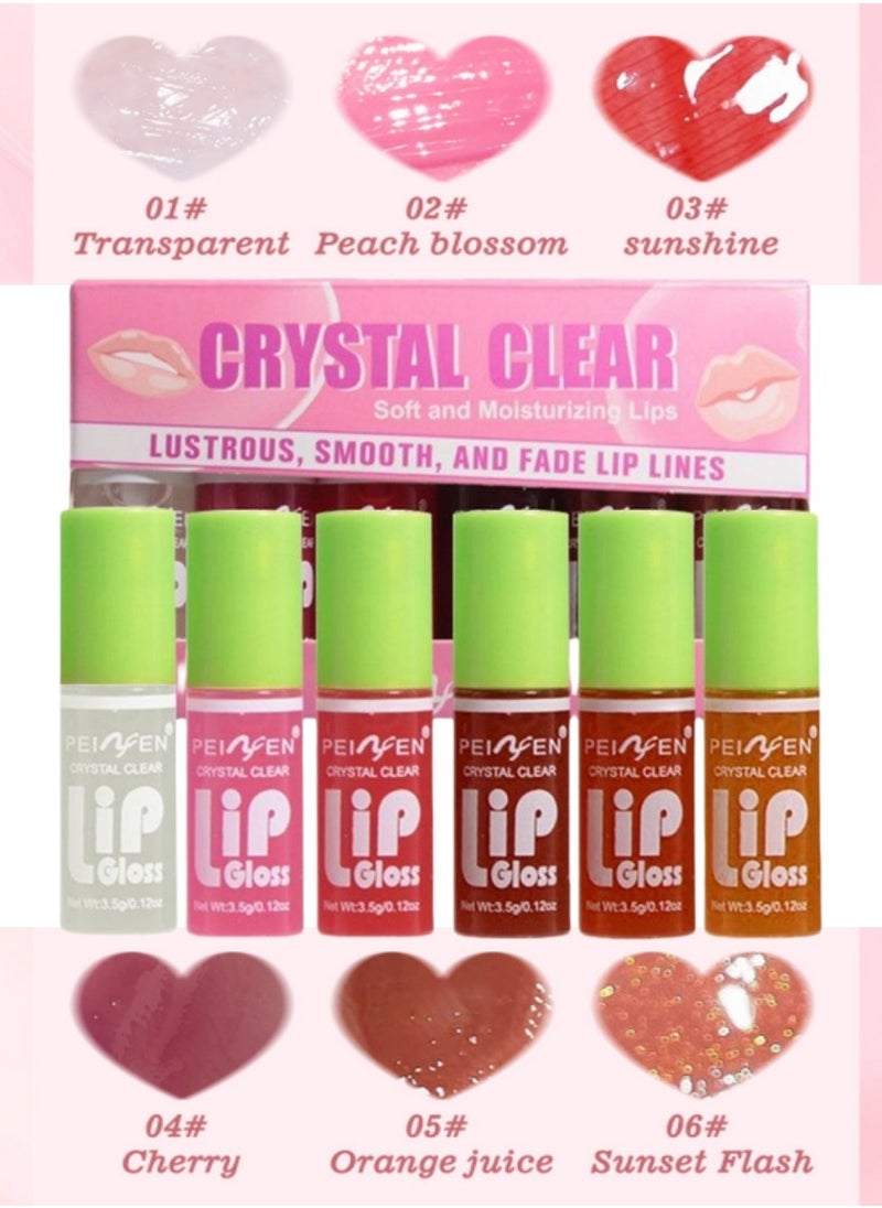 PEINFEN Crystal Clear Lip Gloss Set - 6-Piece Hydrating Plumping Gift Box with Mango Butter & Vitamin E  - Image 1