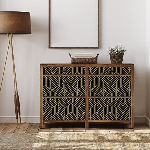 WENMER Black and Gold Geometric Wallpaper, 17.7" x 197" Peel and Stick Removable Wallpaper for Home, Drawer, Shelf, Cabinet, Countertop, Door - Image 2
