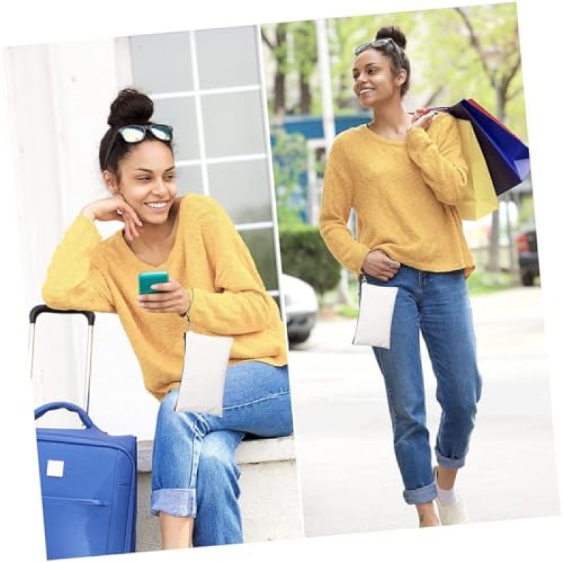 Sublimation Blank Bag 7.86 x 5.50 Inch Beige Heat Transfer Canvas Bag - DIY Tote Bag for Travel Accessories Makeup Storage - Image 3