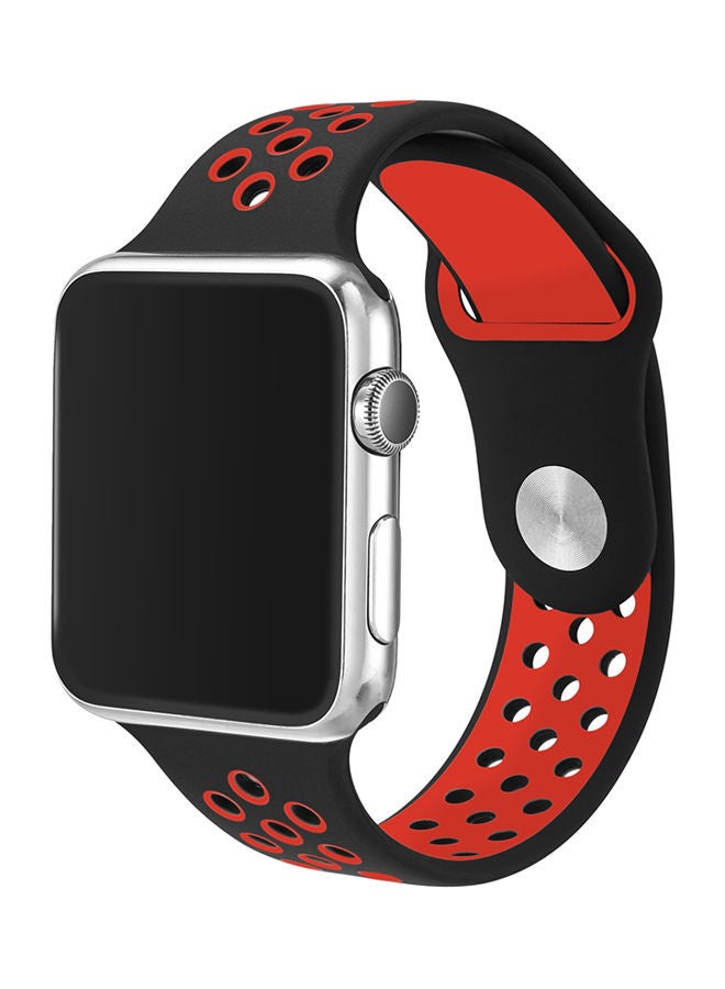 NIBEMINENT Replacement Band For Apple Watch Series 1/2/3 42mm Black/Red - Image 2