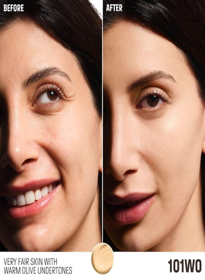 ميك اب فور ايفر كريم أساس ميك أب فور إيفر إتش دي لتوازن البشرة وتنعيمها 101WO Lace - للبشرة الفاتحة جدًا ذات الدرجات اللونية الزيتونية الدافئة، 30 مل - Image 2