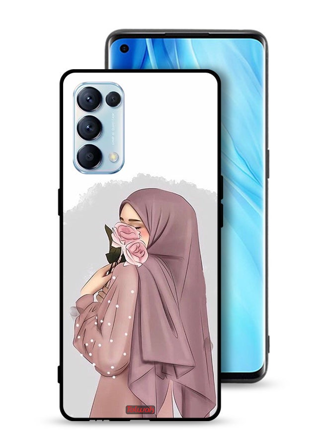 Tolwak غطاء حماية لهاتف أوبو رينو 5 برو 5G يحمل فن الفتاة الوردية - Image 1