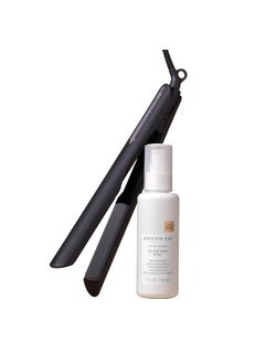 Kristin Ess Hair Nanoblack 3in1 Curling Flat Iron Straightener  Style Assist Heat Protectant Spray  1 14 Inch Salon Professional Ceramic Hot Tool  Hair Straightener  Curler 2 in 1  Beach Waver