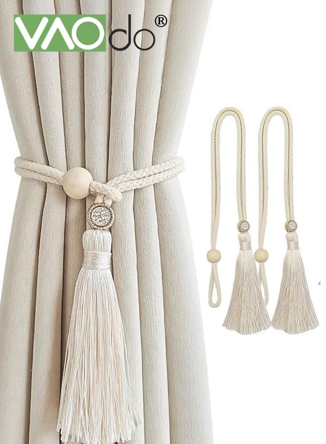 فاو دو 4 قطع من وصلات الستائر المزينة بالقِطَع، وصلات الستائر القابلة للتعديل، ديكور المنزل متعدد الاستخدامات، وصلات الستائر بأسلوب البُوهو للمنزل والمكتب。 - Image 1