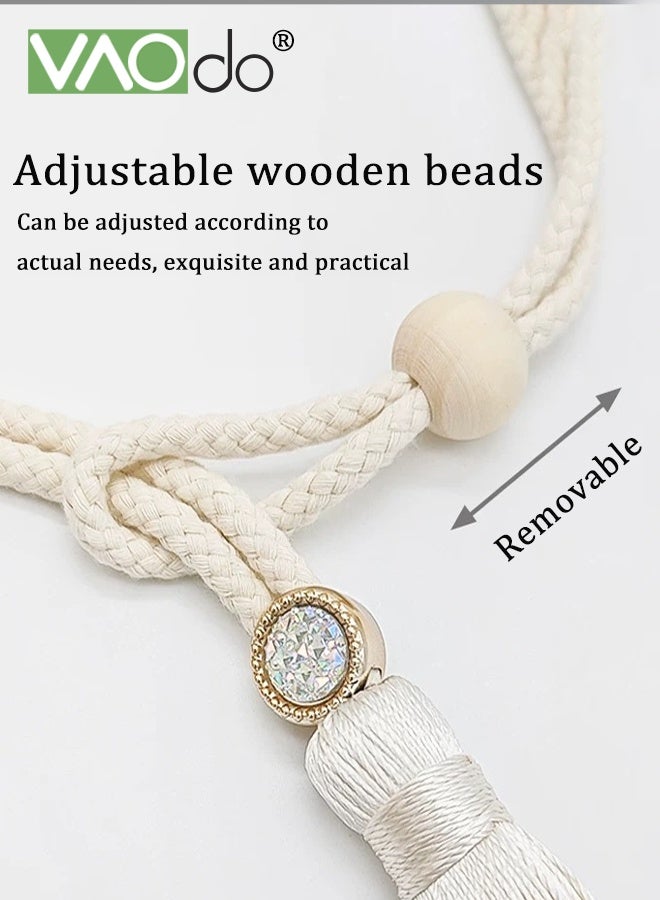 فاو دو 4 قطع من وصلات الستائر المزينة بالقِطَع، وصلات الستائر القابلة للتعديل، ديكور المنزل متعدد الاستخدامات، وصلات الستائر بأسلوب البُوهو للمنزل والمكتب。 - Image 2