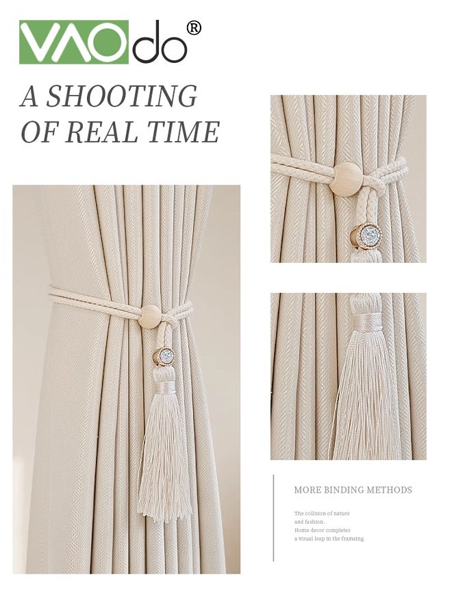 فاو دو 4 قطع من وصلات الستائر المزينة بالقِطَع، وصلات الستائر القابلة للتعديل، ديكور المنزل متعدد الاستخدامات، وصلات الستائر بأسلوب البُوهو للمنزل والمكتب。 - Image 4