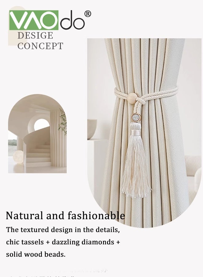 فاو دو 4 قطع من وصلات الستائر المزينة بالقِطَع، وصلات الستائر القابلة للتعديل، ديكور المنزل متعدد الاستخدامات، وصلات الستائر بأسلوب البُوهو للمنزل والمكتب。 - Image 3