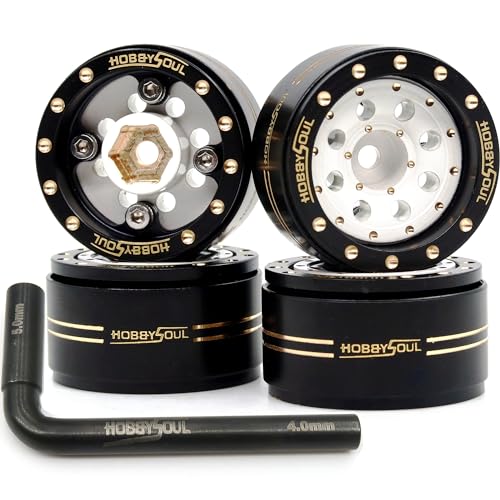 HOBBYSOUL Adjustable Offset 10 Beadlock Wheels Brass Rims Weight 44gRim for RC Micro Crawler 118 TRX4M 124 Axial SCX24 90081 4Pack HS701452 - Image 1